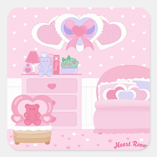 Heart Room Spiral notebook Vierkante Sticker (Voorkant)