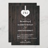 Heart Rustic Wood Wedding Kaart (Voorkant / Achterkant)