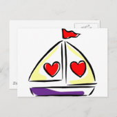 Heart Sailboot Briefkaart (Voorkant / Achterkant)