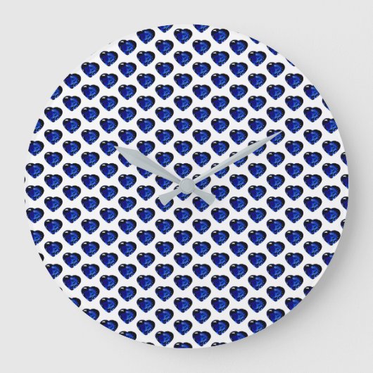 Heart Sapphire Blue Large Clock Grote Klok (Voorkant)