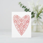 Heart Scandinavian Red White Briefkaart (Staand voorkant)