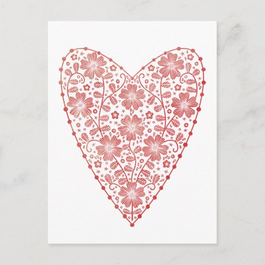 Heart Scandinavian Red White Briefkaart (Voorkant)