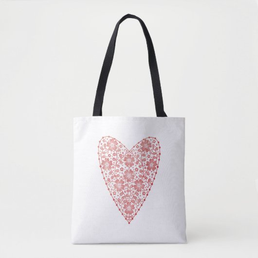 Heart Scandinavian Red White Draagtas (Voorkant)