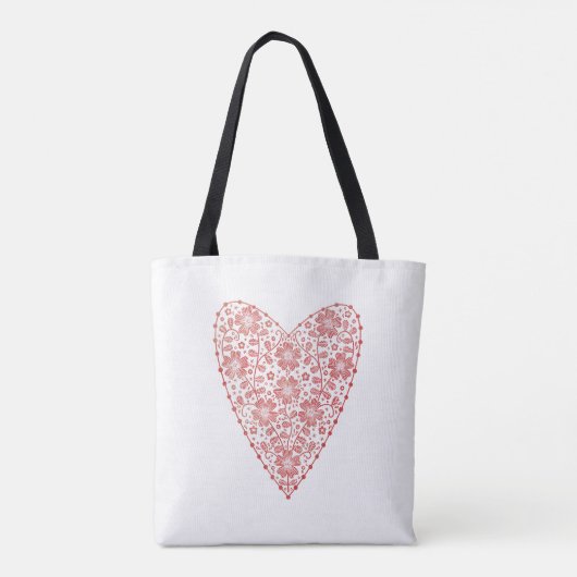 Heart Scandinavian Red White Draagtas (Achterkant)