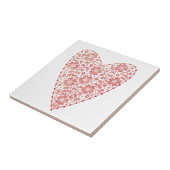 Heart Scandinavian Red White Tegeltje (Zijkant)