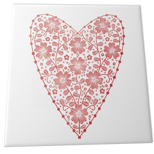 Heart Scandinavian Red White Tegeltje