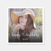 Heart Script Calligraphy Happy Birthday Servet (Voorkant)