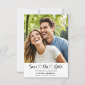 Heart Script Custom Photo Save the Date Invitation Kaart (Voorkant)