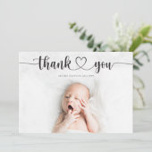 Heart Script Geboorteaankondiging Bedankt Card (Staand voorkant)