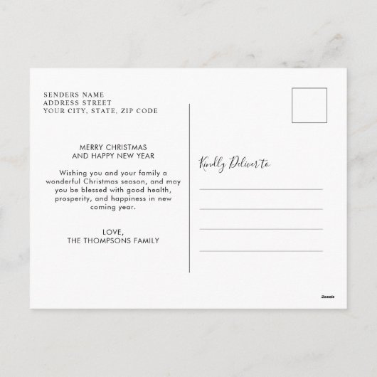 Heart Script Gold Nieuwjaar 5 Fotovakantie Feestdagenkaart (Achterkant)