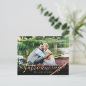 Heart Script Introducing Wedding Elopement Briefkaart (Staand voorkant)