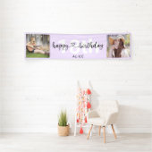 Heart Script Photo Birthday Pastel Paars Banner (Insitu)