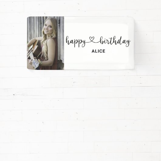 Heart Script Photo Happy Birthday-banner Spandoek (Insitu)