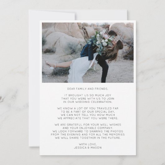 Heart Script Trouwfoto Dank u kaart (Achterkant)