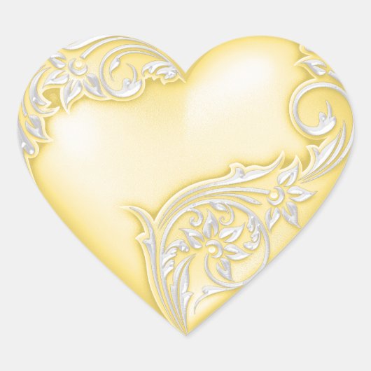Heart Scroll Bleek Geel Wit Hart Sticker (Voorkant)
