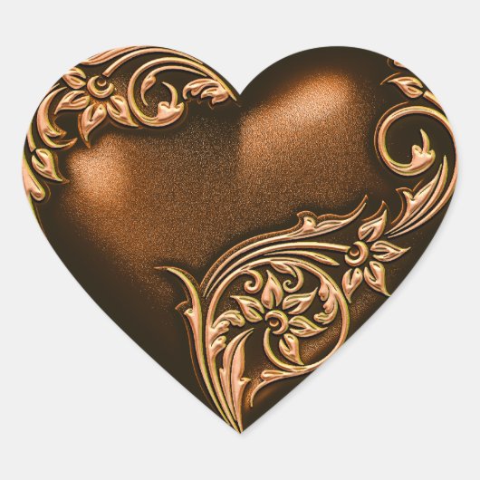 Heart Scroll Chocolate Brown w Gold Hart Sticker (Voorkant)