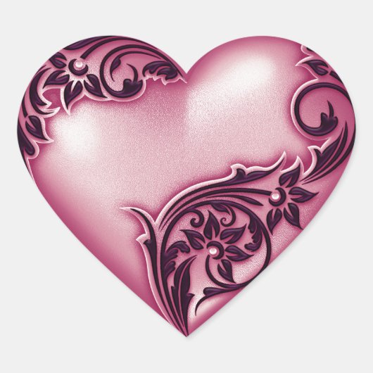 Heart Scroll kasjmier Roos/zwart Hart Sticker (Voorkant)