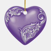 Heart Scroll Paars w White Keramisch Ornament (Achterkant)