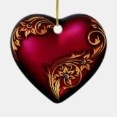 Heart Scroll Red Gold Aangepast Ornament (Achterkant)
