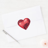 Heart Scroll Red w Black Hart Sticker (Envelop)