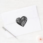 Heart Scroll Zwart Hart Sticker (Envelop)