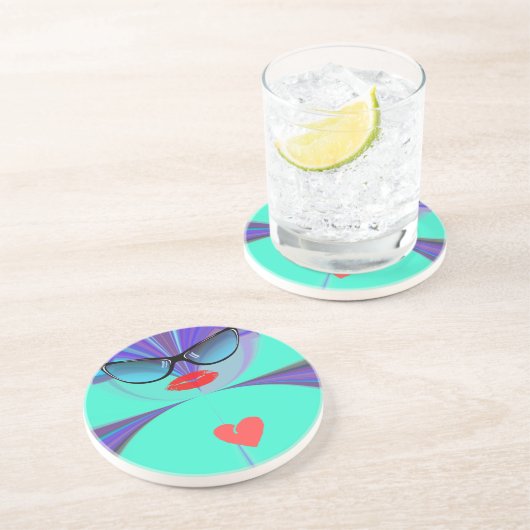 Heart Selfie Zandsteen Onderzetter (Zijkant)