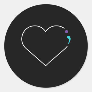 Heart Semicolon Mental Health Awareness Ronde Sticker