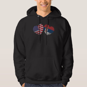 Heart Serbian American Flag Patriotic Family Herit Hoodie