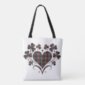 Heart Shamrock Plaid Black Classic Clover Draagtas (Achterkant)
