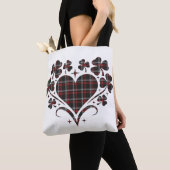 Heart Shamrock Plaid Black Classic Clover Draagtas (Dichtbij)