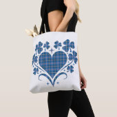 Heart Shamrock Plaid Blue Classic Clover Draagtas (Dichtbij)