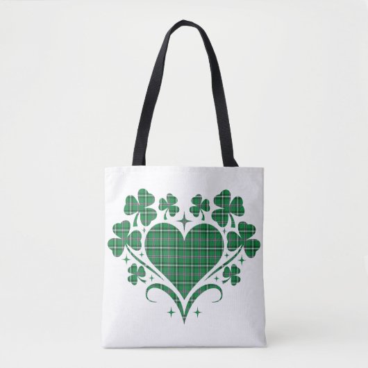 Heart Shamrock Plaid Green Classic Clover Draagtas (Voorkant)