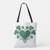 Heart Shamrock Plaid Green Classic Clover Draagtas (Achterkant)