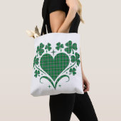 Heart Shamrock Plaid Green Classic Clover Draagtas (Dichtbij)
