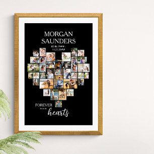 Heart Shape 36 Foto Collage Memorial Funeral Poster