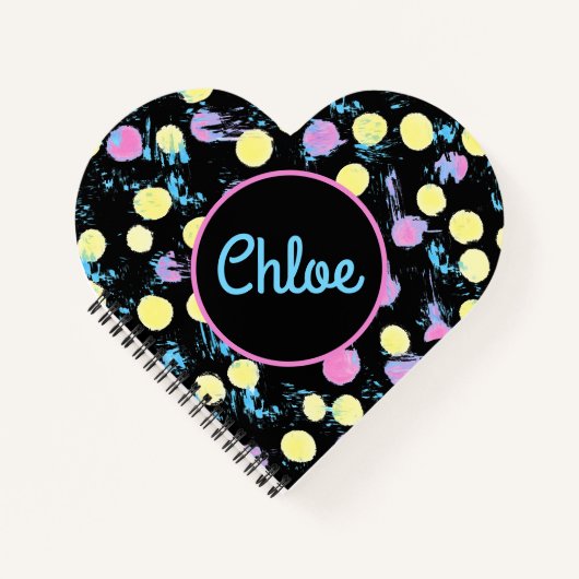 Heart Shape Confetti Pastel Paint Splash Custom Notitieboek (Voorkant)