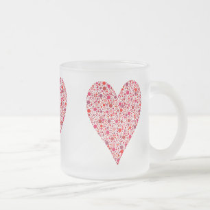 Heart Shape Crimson Polka Dots Matglas Koffiemok