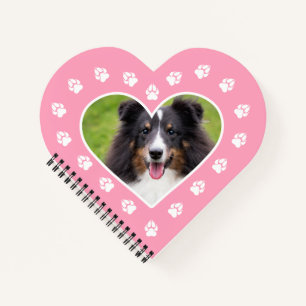Heart Shape Custom Pet Foto op roze met poten Notitieboek
