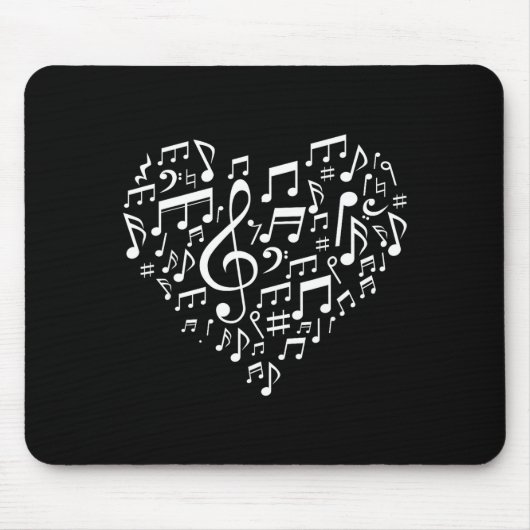Heart Shape Musical Notes Music Lovers Gift Valent Muismat (Voorkant)