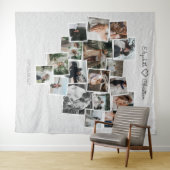 Heart Shape Photo Collage Lovely Wedbat Backdrop Wandkleed (In Situ (horizontaal))