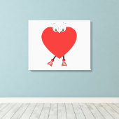 Heart Shape Red Cute Love Character Design Canvas Afdruk (Insitu (Houten vloer))