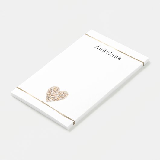 Heart Shape Sea Shells Ocean Beach Personalized Post-it® Notes (Schuin)