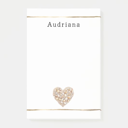 Heart Shape Sea Shells Ocean Beach Personalized  Post-it® Notes (Voorkant)