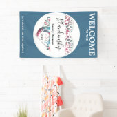 Heart Shape Tree Family Reunion verticale Sjabloon Spandoek (Insitu)