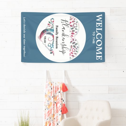 Heart Shape Tree Family Reunion verticale Sjabloon Spandoek (Insitu)