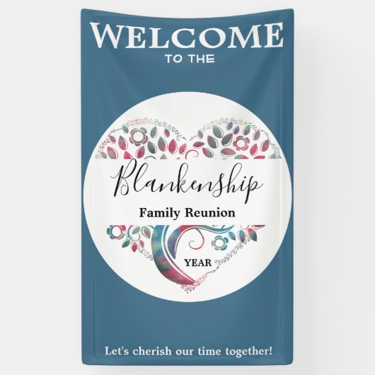 Heart Shape Tree Family Reunion verticale Sjabloon Spandoek (Verticaal)