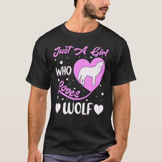 Heart Shape Wolf, een meisje dat van Wolf houdt T-shirt (Voorkant)
