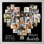 Heart Shaped 36 Photo Collage Funeral Square Poster (Voorkant)