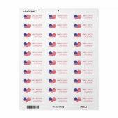 Heart Shaped American Flag Return Address Labels (Full Sheet)