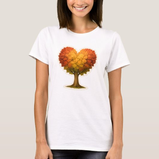 Heart Shaped Autumn Tree T-shirt (Voorkant)